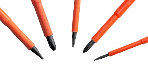 Klein Tools 85006EINS - Lot de 5 tournevis VDE - 1000 V isolés selon la norme DIN EN 60900 - Outil professionnel ergonom