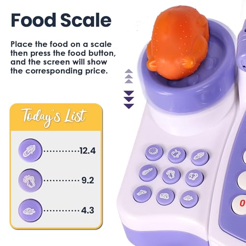 BUYGER Grande Jouet Caisse Enregistreuse pour Enfants 3+ Ans - Scanner, Calculatrice, Peser Aliments | Son et Lumière