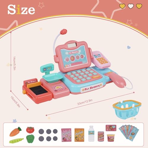 Caisse enregistreuse enfants cuisinier jouet avec calculatrice son scanner nourriture cadeau carte de crédit 3 ans garço