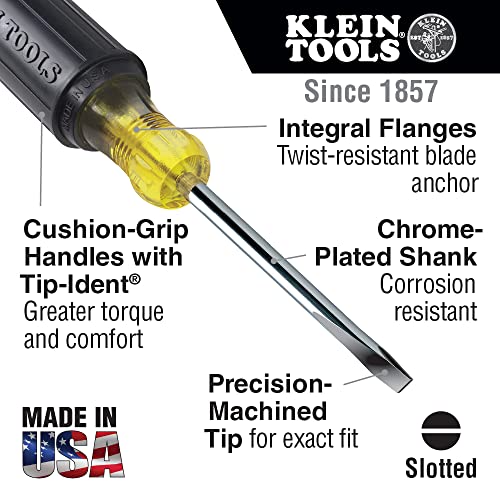 Klein Tools 85077 tournevis multi-applications avec points identifiables et manches anti-fatigue, 7 pièces