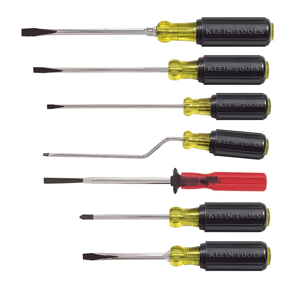 Klein Tools 85077 tournevis multi-applications avec points identifiables et manches anti-fatigue, 7 pièces