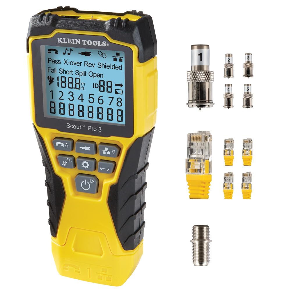 KLEIN TOOLS Testeur de Câble Professionnel VDV501-851 Scout Pro 3 - Pour Réseaux Électriques/Télécables - Précision 100%