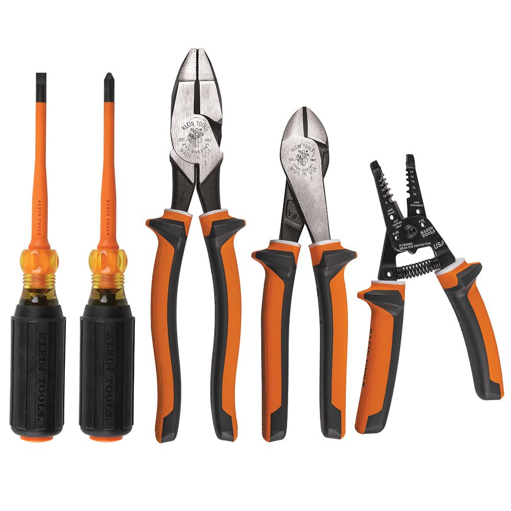 Klein Tools 94130 Sautoir à Vis Isolé 1000V 1/4" Phillips + 2 Pinces + Désossante | Outils Electriques Professionnels po